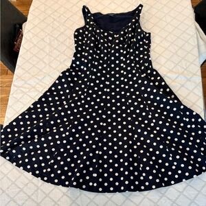 Chaps Ralph Lauren Cotton Black & White Polka Dot Kentucky Derby Dress